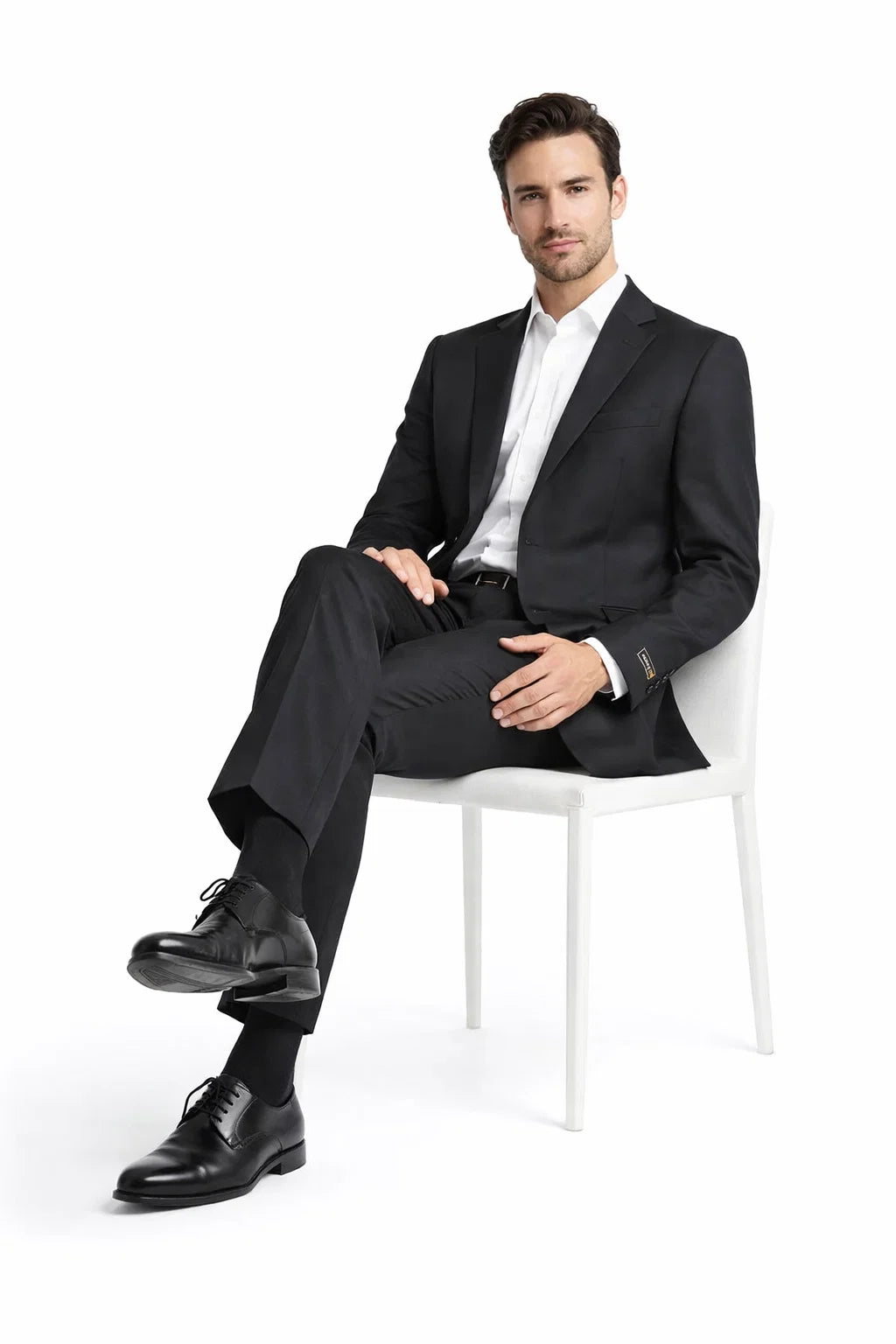 Novello Black, Modern Fit, Pure Wool Suit by Tiglio Luxe TIG1001 - 36S