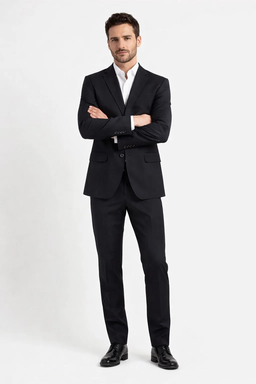 Novello Black, Modern Fit, Pure Wool Suit by Tiglio Luxe TIG1001 - 36S
