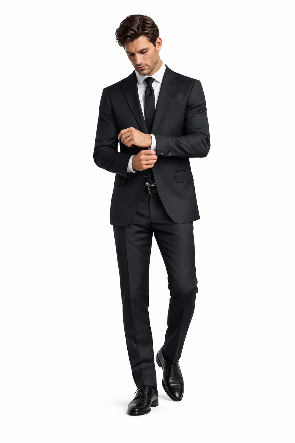 Novello Black, Modern Fit, Pure Wool Suit by Tiglio Luxe TIG1001 - 36S