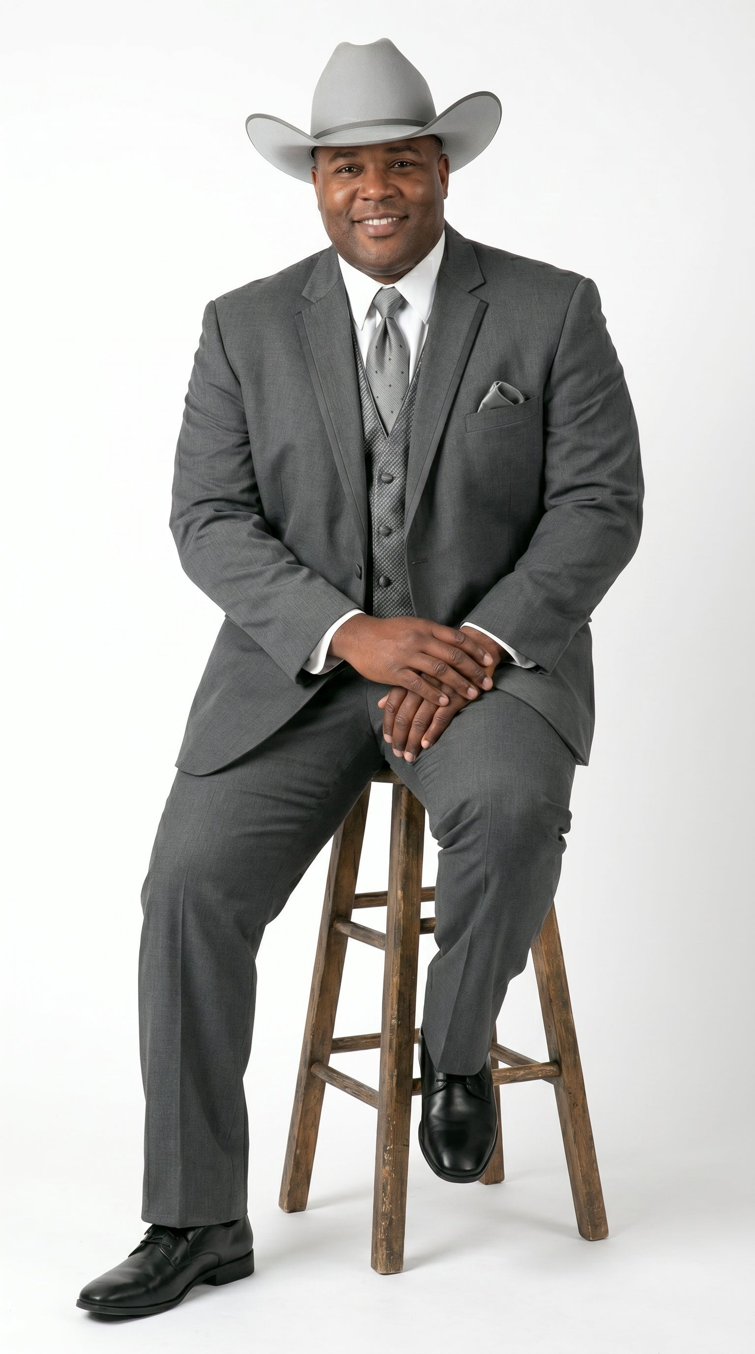 2 Button Trim Cowboy Tuxedo  Grey - Jacket and Pants