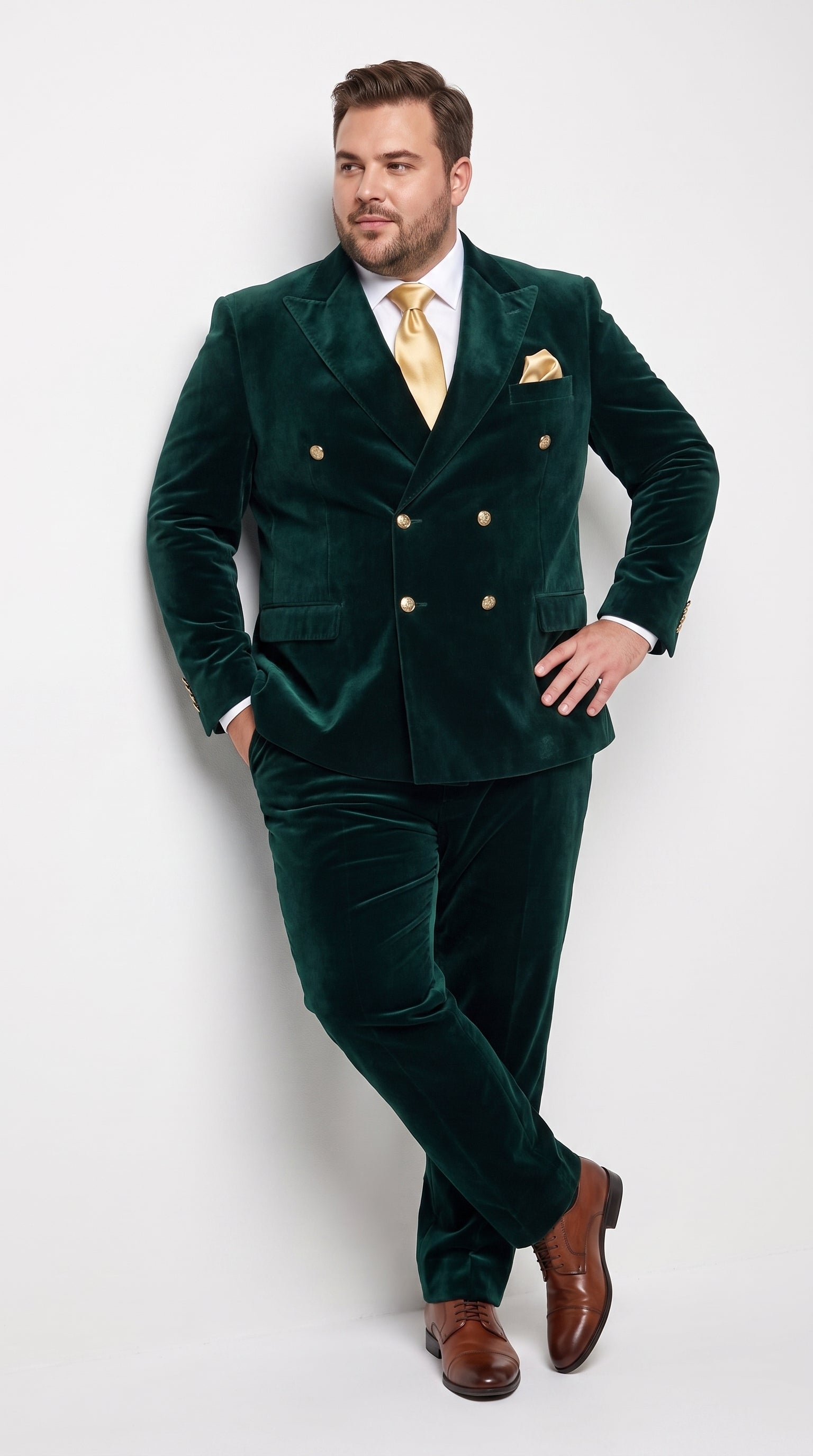 Men’s Rossi Man Zeus Emerald Green Velvet Double Breasted Tuxedo Suit, Formal Wedding Prom Dinner Suit - 34 Short or Extra Small