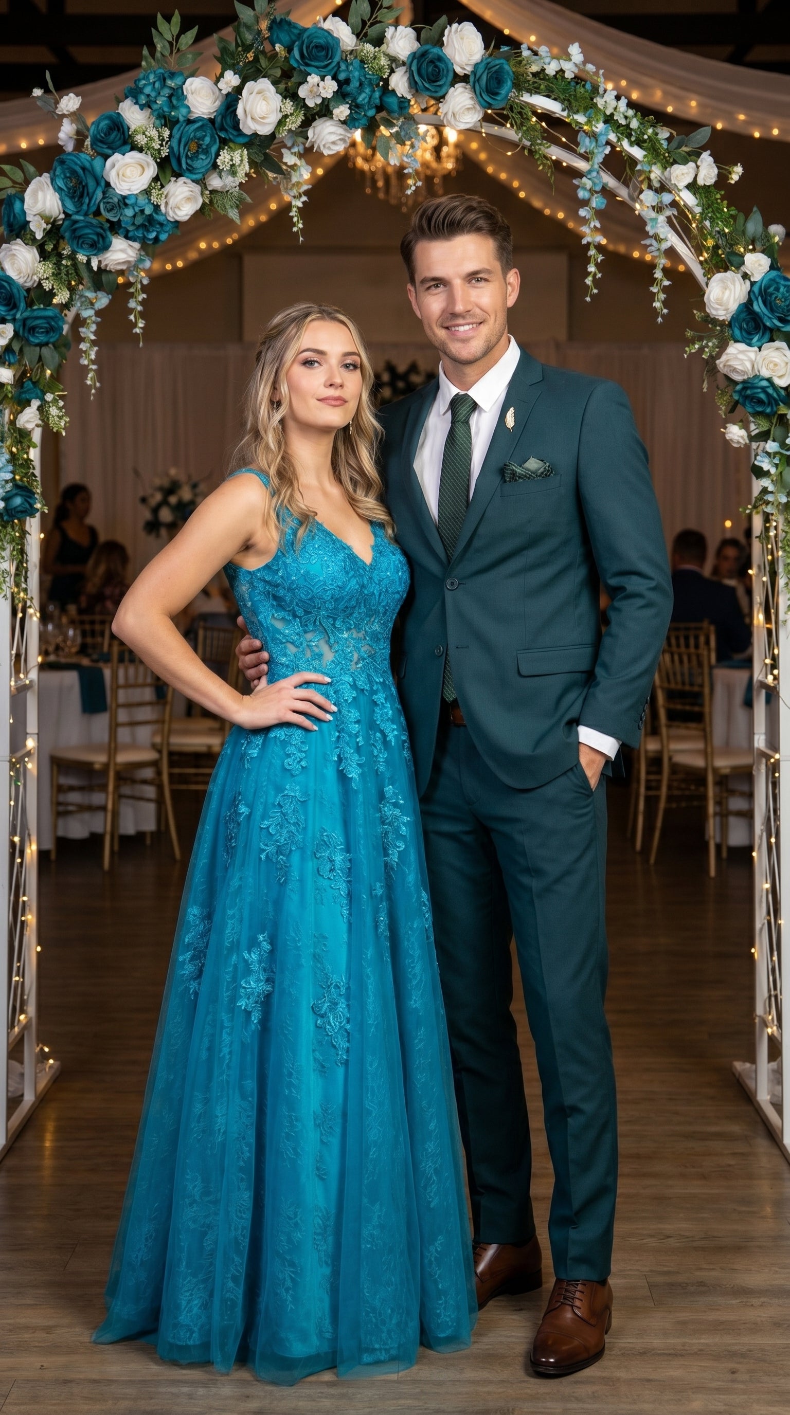 Men’s Teal Green 2 Button Wedding Suit with Matching Pants, Formal Prom Dress Suit