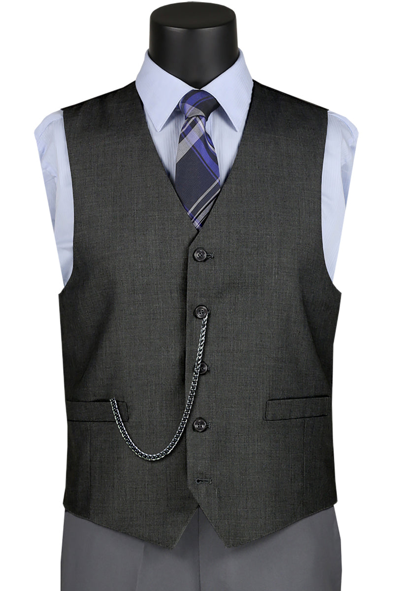 "Charcoal Grey Men's Suit Vest - Basic Style"
