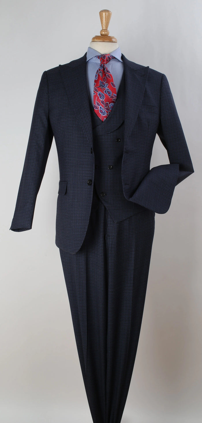 Apollo King Men's Wool Fashion Suit Flat Front Pants 3pc Set in black