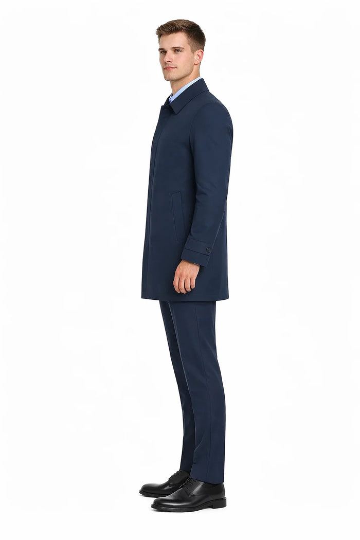 Nylon Raincoat with Removable Liner - Navy Blue-New Designer Collection