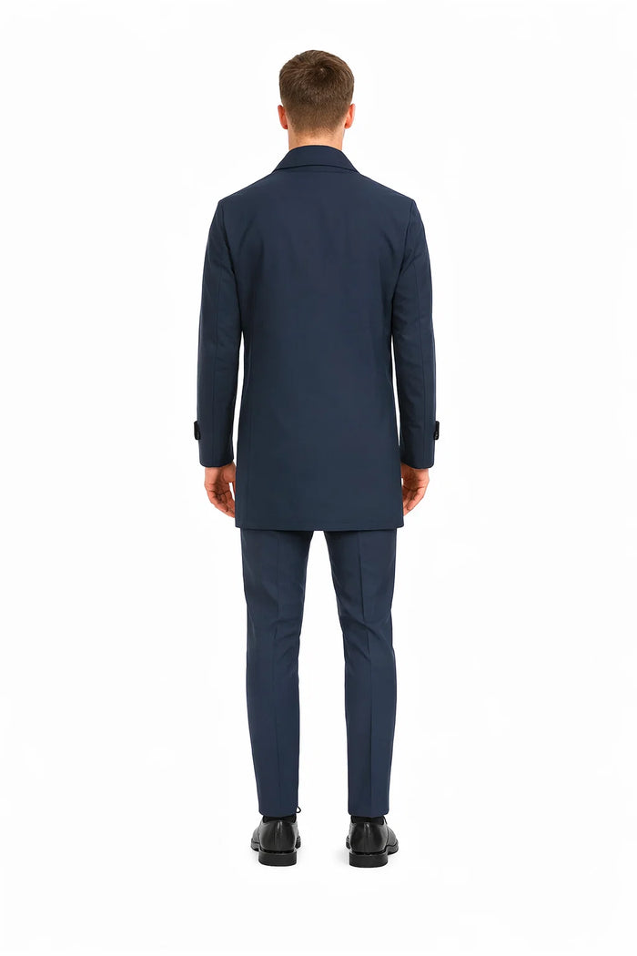 Nylon Raincoat with Removable Liner - Navy Blue-New Designer Collection