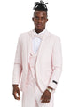 "Men's Pink Polka Dot Prom 2025 & Wedding Suit - One Button Double Breasted Vest"