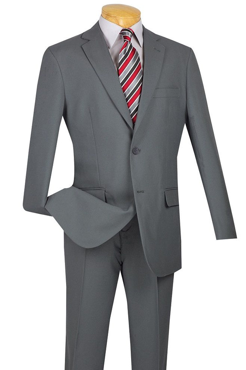 "Modern Fit Two-Button Men's Suit in Light Grey - Wool Feel" - 34 Regular
