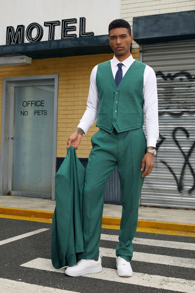 "Mens Stacy Adams Suit - Stacy Adams Suit Men's Fancy Two-Button Vested Suit in Neon Teal Green" - 34 Short