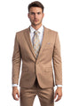 "Dark Taupe Slim Fit Men's Suit with One Button Peak Lapel"