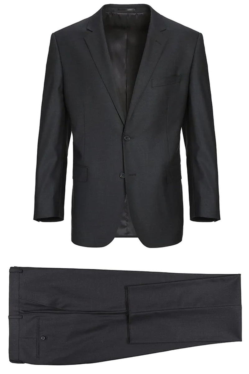 Giles & Jasper 2-Piece Solid Black Stretch Wool Suit at Von Maur