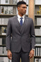 "Mens Stacy Adams Suit - Stacy Adams Suit Men's Designer Suit - Charcoal Grey Vested One Button Peak Lapel"