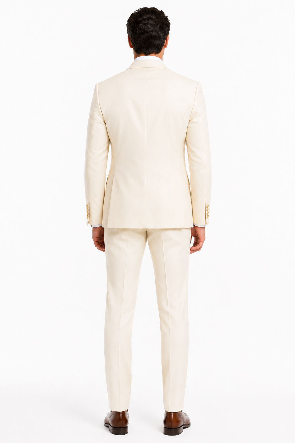 Off White - Ivory - Cream Color White Double Breasted Stylish Peaked Lapel Men Suits