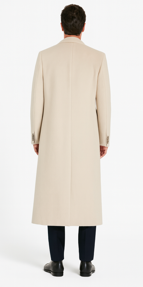 Off-White Soft Finest Grade Of Cashmere & Wool men's Overcoat ~ Long men's Dress Topcoat - Winter coat - Coat Size 38