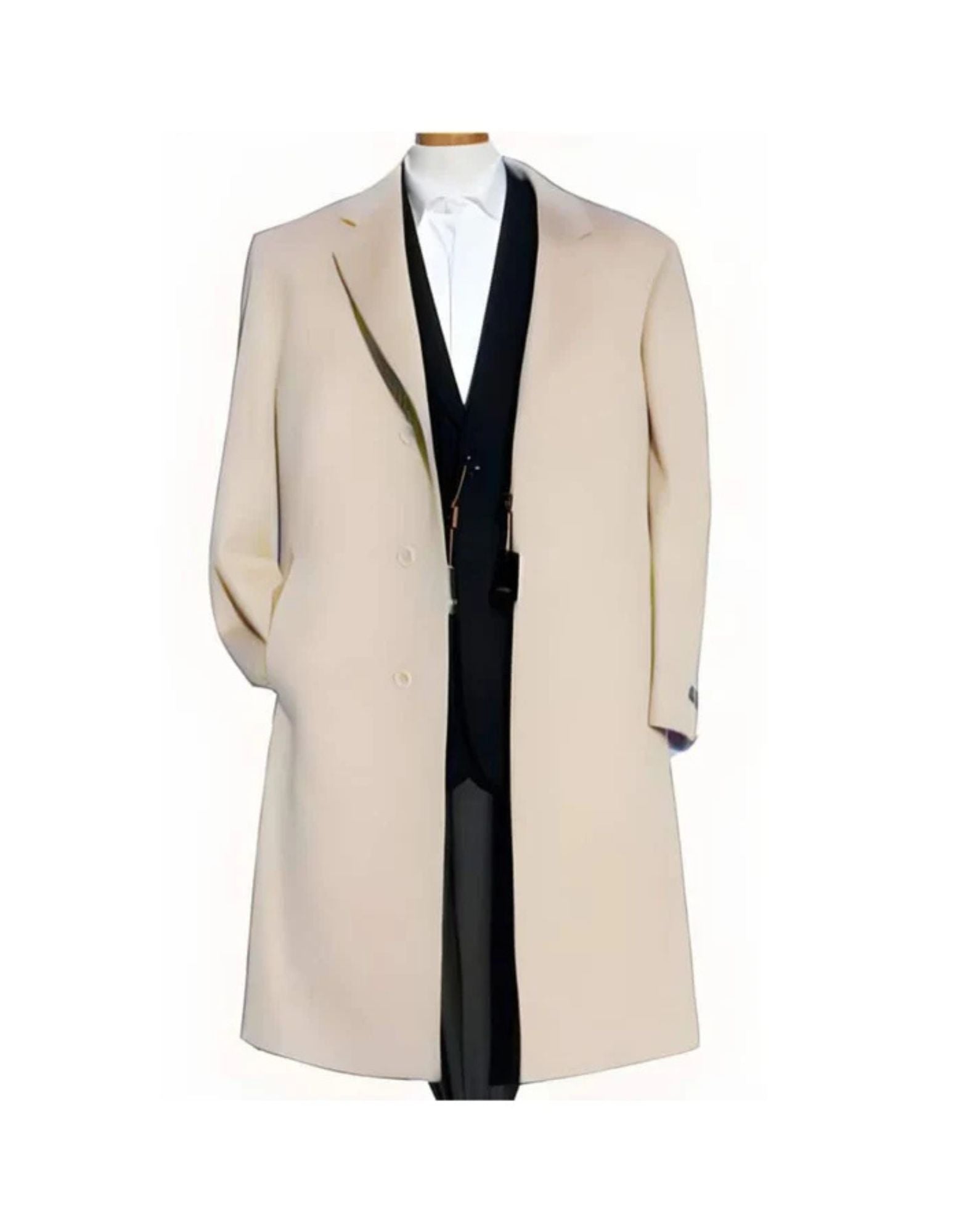 Off-White Soft Finest Grade Of Cashmere & Wool men's Overcoat ~ Long men's Dress Topcoat - Winter coat