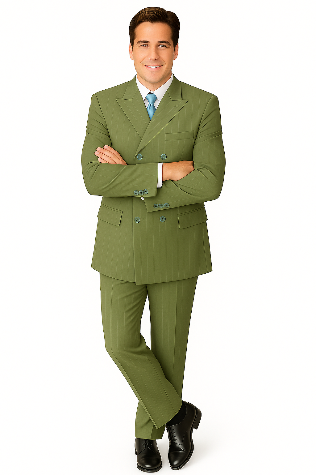 Canto 8-Button Double Breasted Men's 3-Piece Fashion Suit - 38 Short Jacket+32 Waist Adjustable 28to34)(Height: 5 4 to5 7 )(Neck  15-16.5)S-M)