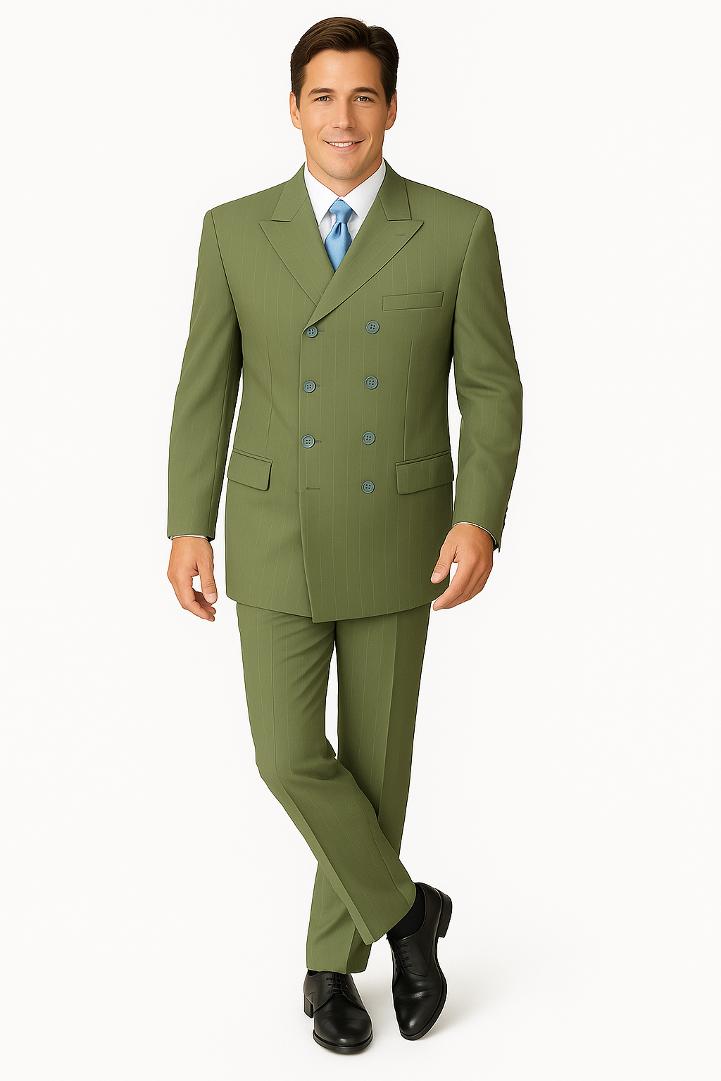 Canto 8-Button Double Breasted Men's 3-Piece Fashion Suit - 38 Short Jacket+32 Waist Adjustable 28to34)(Height: 5 4 to5 7 )(Neck  15-16.5)S-M)