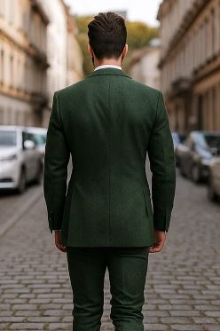 Olive Peaky Green 3 Piece Tweed Men's Suit