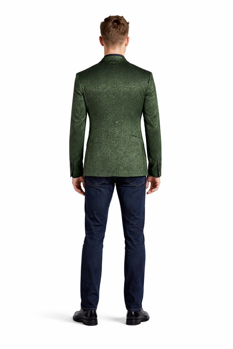 Olive Velvet Blazer - Paisley Sport Coat - Slim Fit-New Designer Collection - 52 Long