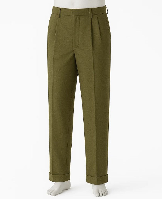Mens Pleated Pants - Classic Style Slacks - dress size pants : 28 Unfinished bottom