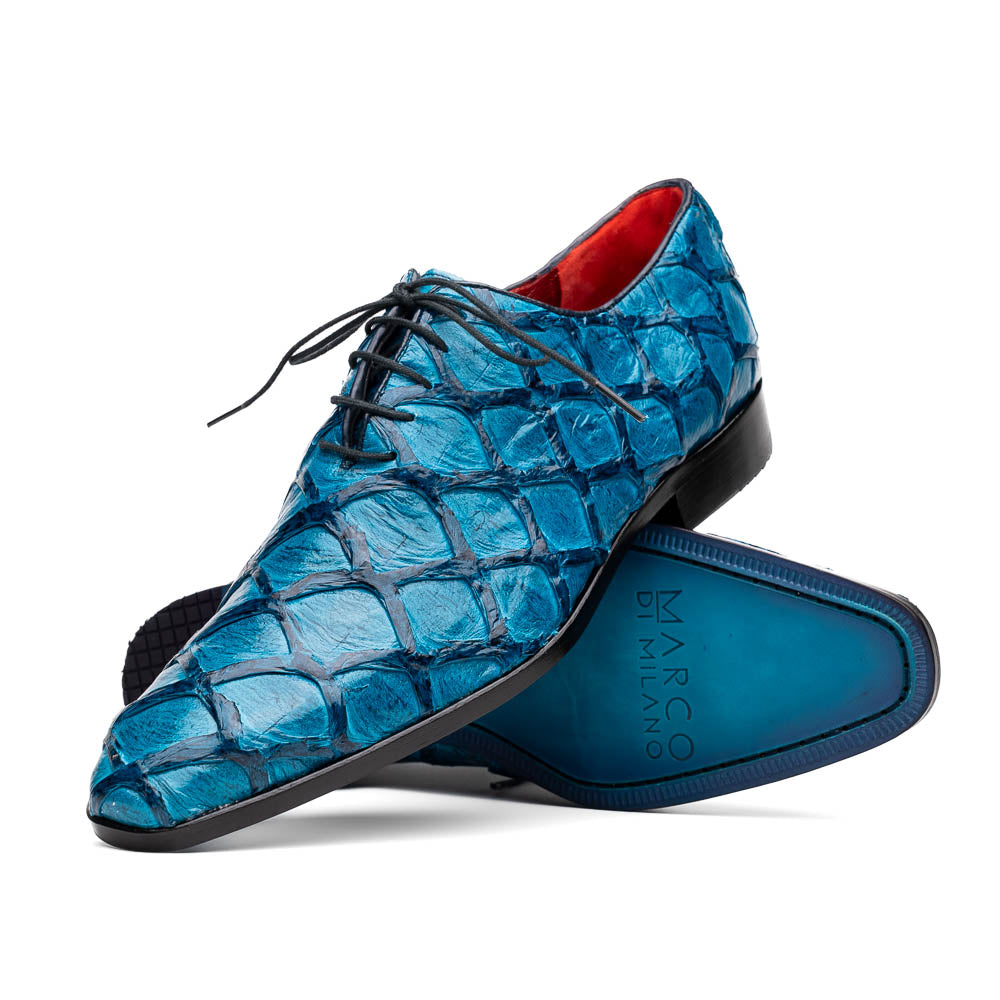 Marco Di Milano Olivieri Caribbean Blue Pirarucu Dress Shoe Oxfords - 8