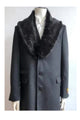 Long Jacket Ticket Pocket Designer men's Wool Peacoat Sale ~ Wool men's Car Coat Mid Length Three quarter length coat ~ Overcoat With Fur Collar Charcoal
