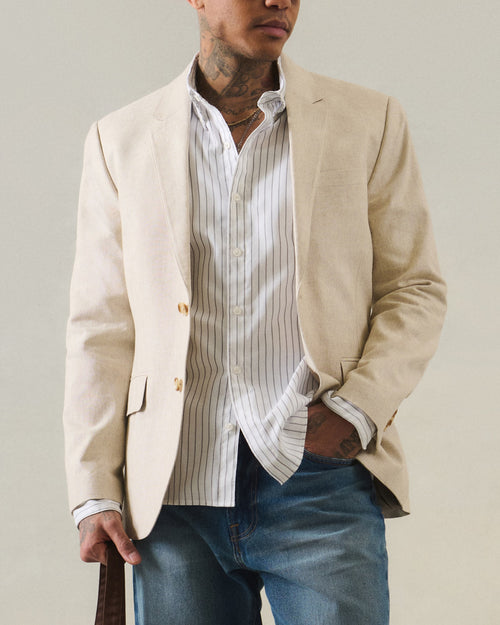 Men’s Light Tan Sport Coat – Classic Two-Button Casual Blazer for Business, Weddings & Smart Casual Wear Modern Fit Linen Fabric