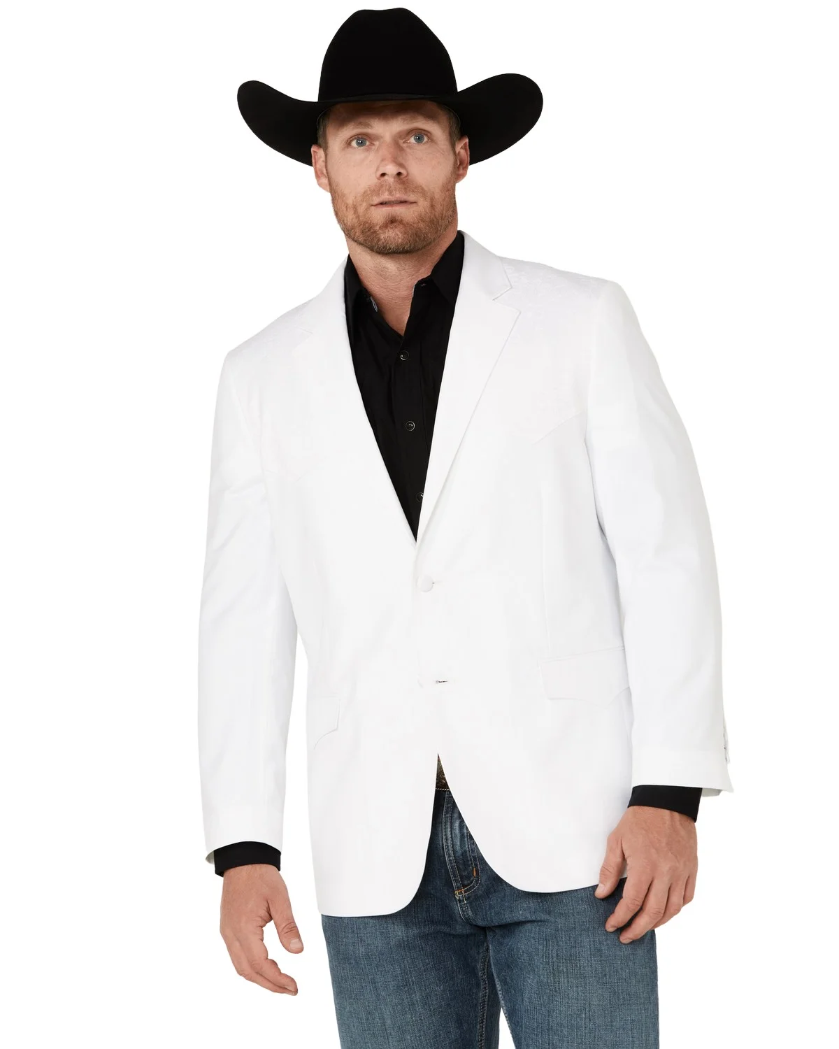 Mens White Western Blazer – Classic Cowboy Style Sport Coat for Formal - Cowboy Jacket - 36 Short