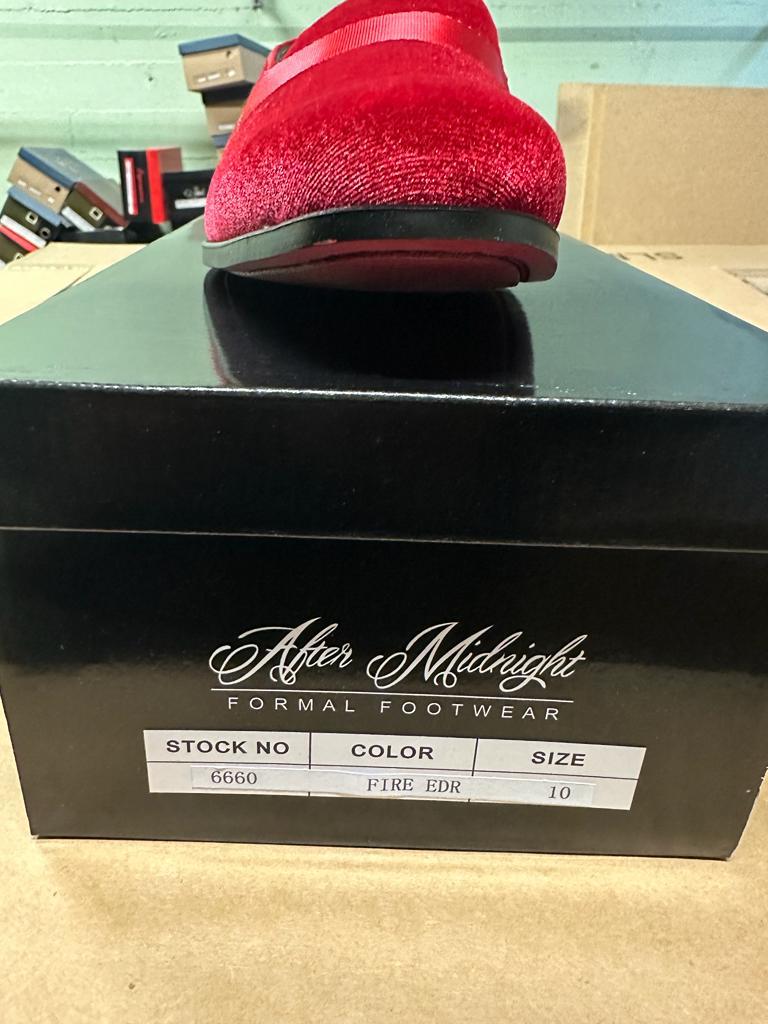 Mens Red Velvet Loafers – Luxury Formal Slip On Dress Shoes Wedding Party Prom Evening Shoes - 6