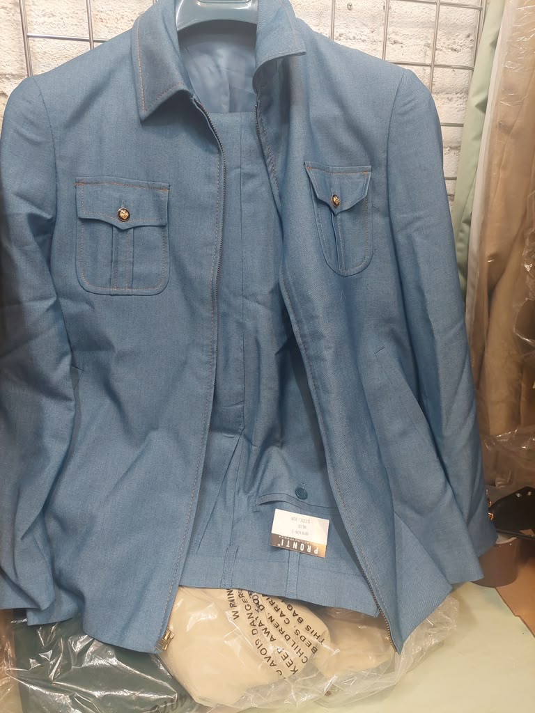 Men’s Light Blue Walking Suit – 2 Piece Casual Leisure Set with Zip Front Jacket Denim Style - Small