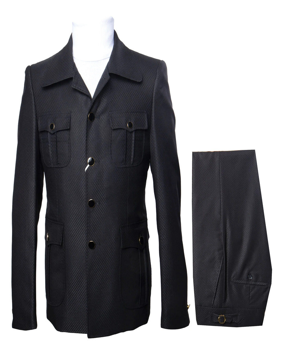 Black Safari Walking Suit for Men – Rossiman Utility Jacket and Trousers Set - Black