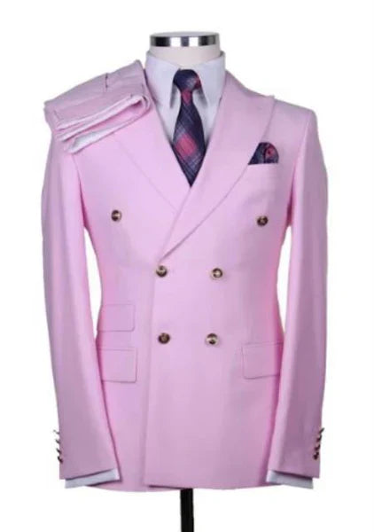 Mens Light Pink Double Breasted Blazer Sport Jacket Coat