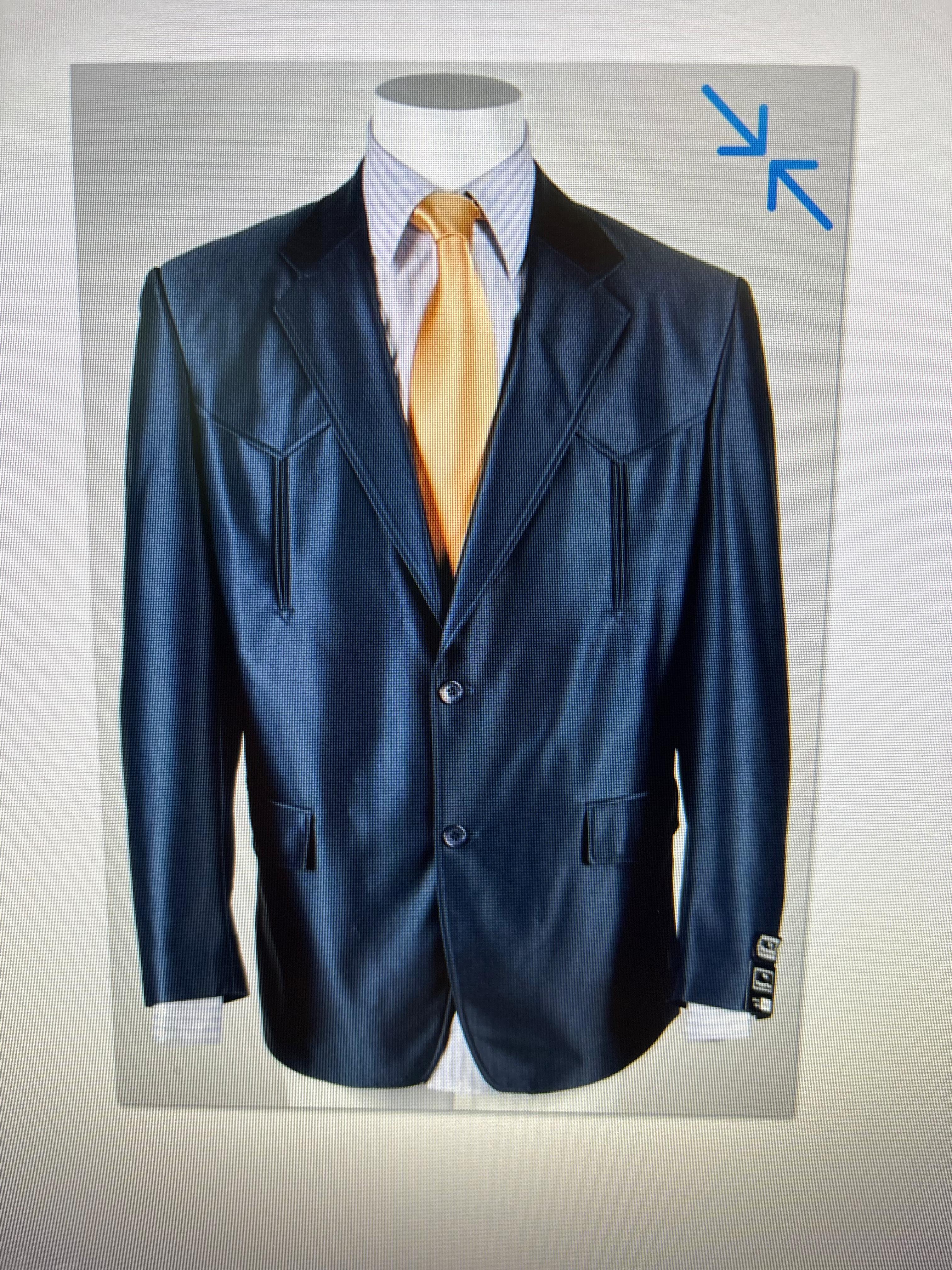 Men’s Sapphire Indigo Western Cowboy Blazer – Classic Western Style Jacket, Country Casual Dress Blazer in Navy Blue with sheen