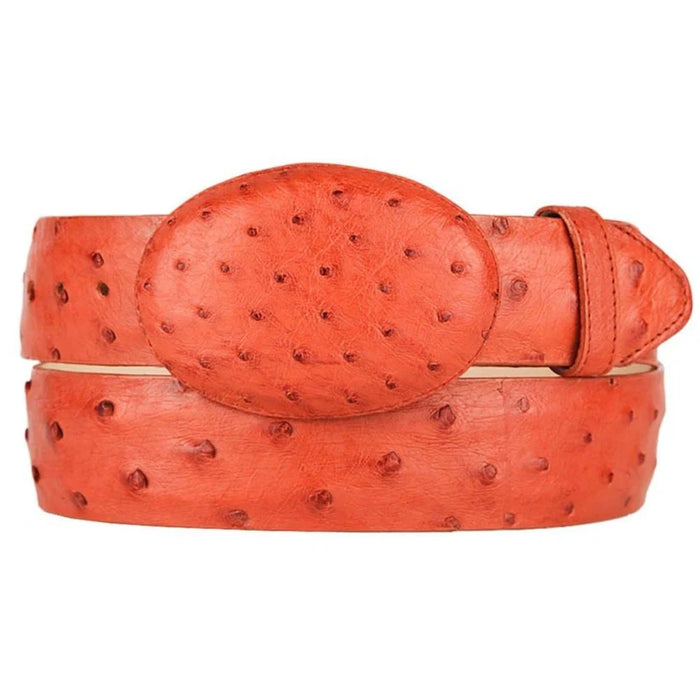 Mens Orange Rust Copper Genuine Leather Belt with Textured Finish Classic Dress Belt for Formal and Casual Wear