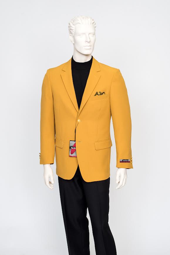 Men’s Mustard Gold Blazer, Fashion Sport Coat Wedding Party Church Dress Jacket - 36 Short
