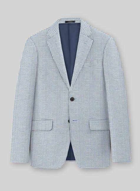 Men’s Light Blue Checkered Sport Coat – Two-Button Wedding, Business and Smart Casual Blazer