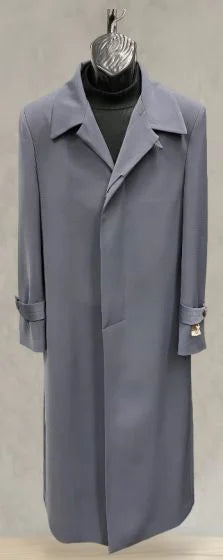 Mens Full-Length Charcoal Grey Overcoat Premium Microfiber Blend Long Dress Coat for Winter and Formal Wear in Gray Color