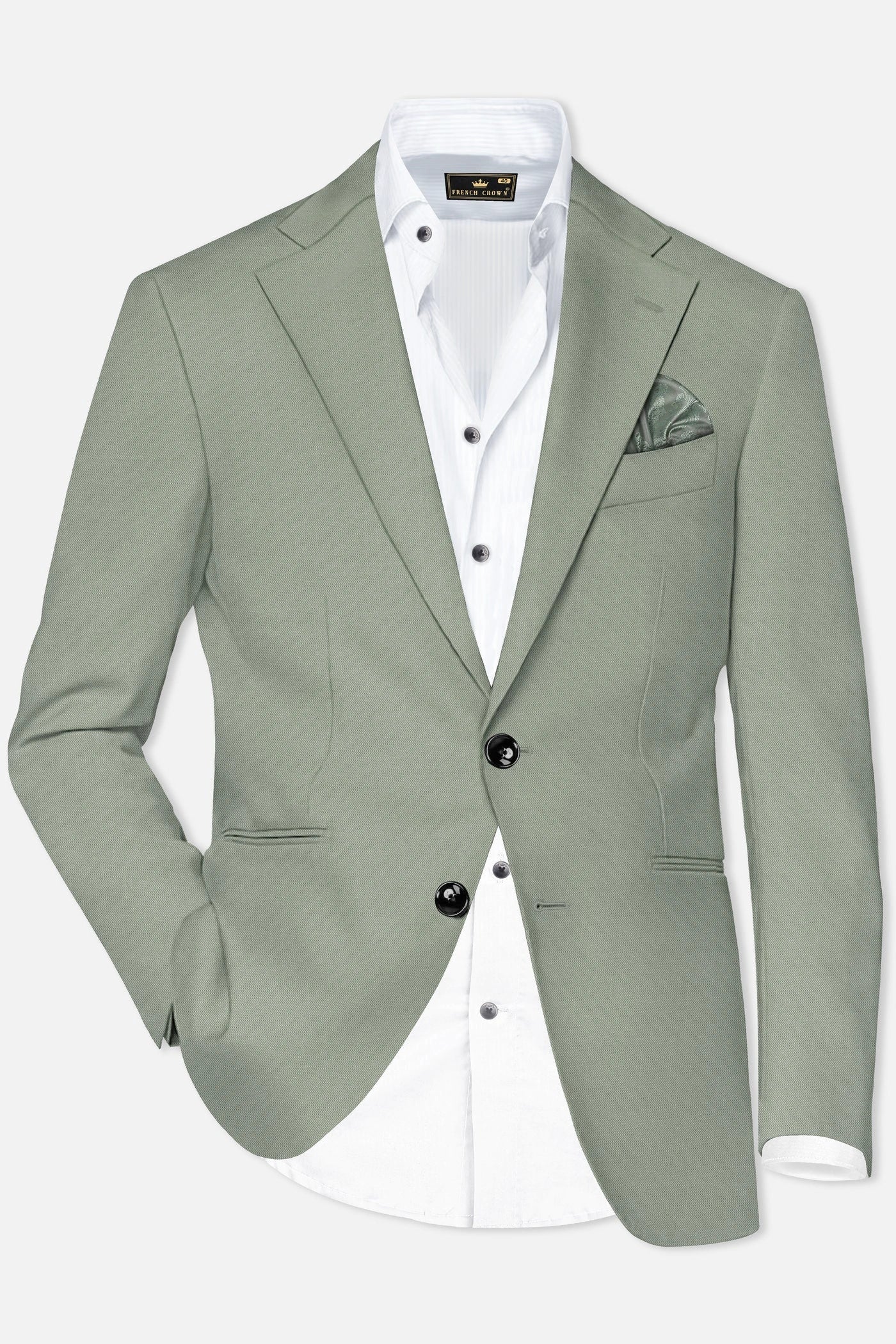 Mens Sage Green Blazer Two Button Notch Lapel Formal Jacket for Wedding, Summer and Party Wear in Light Green Sport Jacket - 36 Short