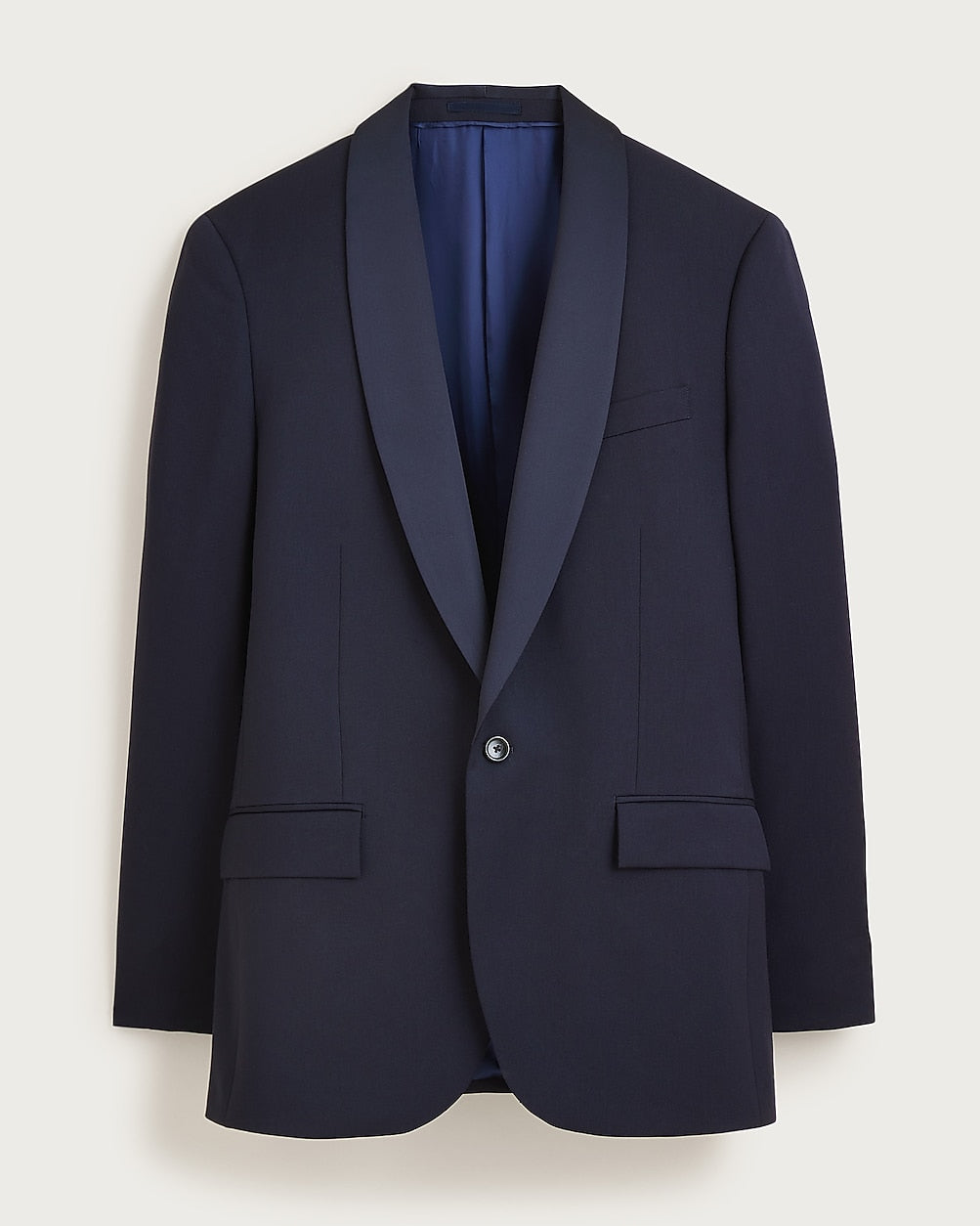 Men’s Navy James Bond Tuxedo Dinner Jacket – Satin Shawl Lapel Wedding, Prom and Black-Tie Blazer - 34 Short or Extra Small