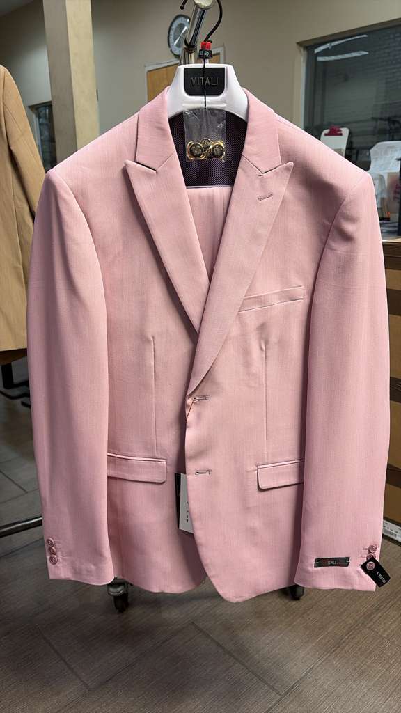 Vitali Brand Modern Fit Men’s Light Pink Formal Suit - Blush Color - 34 Short or Extra Small