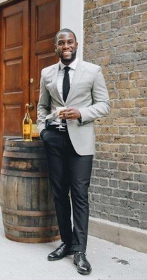 Mens Light Grey Slim Fit Blazer Sport Coat with Black Pants | Premium Formal and Smart Casual Outfit