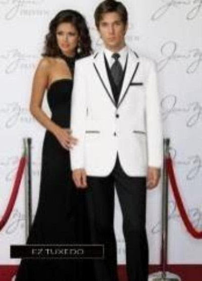 Men’s White Blazer with Black Trim | Wedding and Party Formal Blazer Jacket - White Tuxedo Prom Jacket - 36 Short
