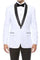 Men’s White Cowboy Blazer with Black Satin Lapel – Western Formal Tuxedo Style Jacket