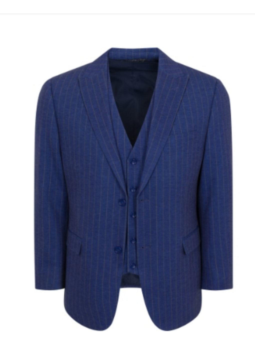 Men’s Cobalt Blue 3 Piece Suit – Indigo Light Blue Pinstripe Formal Suit with Vest for Wedding, Business Modern Fit Two buttons - 34 Short or Extra Small