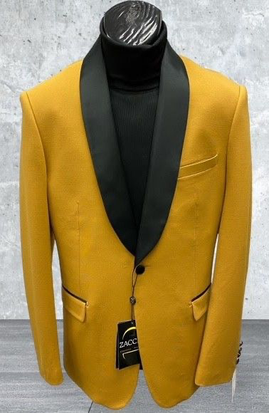 Men's Gold Shawl Lapel Blazer Tuxedo Dinner Jacket – Luxury Formal Blazer Jacket for Wedding, Party and Evening Events - 34 Short or Extra Small