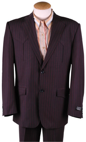 Men’s Brownish Black Pinstripe Western Suit, Cowboy Formal Wedding Ranch Dress Suit Set Slim Fitted - 36R