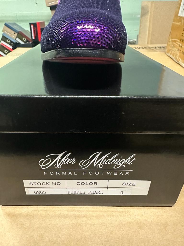 Mens Purple Sequin Dress Shoes Slip on  – Luxury Slip On Formal Loafers Wedding Prom Party Designer Footwear - 6 Standard / D / Medium