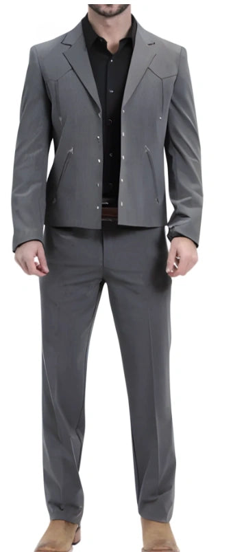 Mens Charcoal Gray Western Blazer – Cowboy Style Casual Jacket Classic Country Western Sport Coat - 36 Short