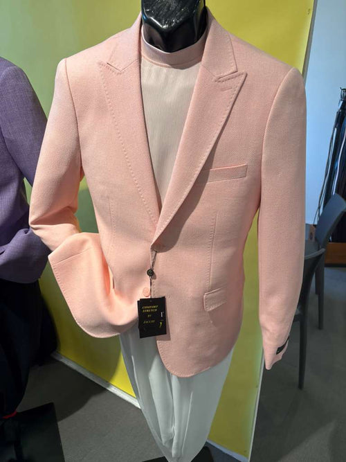 Mens Peach Pink Blazer Jacket Modern Formal Sport Coat for Wedding, Party and Business Wear - Summer Jacket