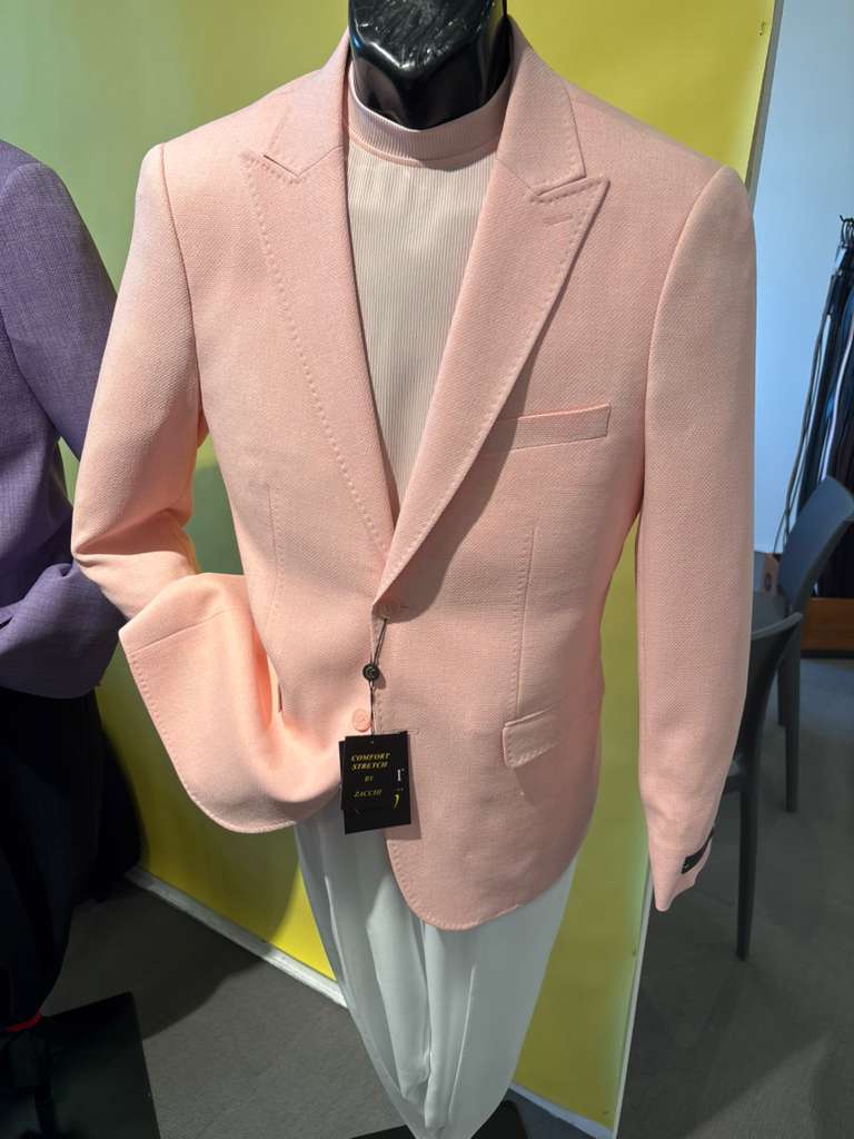 Mens Peach Pink Blazer Jacket Modern Formal Sport Coat for Wedding, Party and Business Wear - Summer Jacket